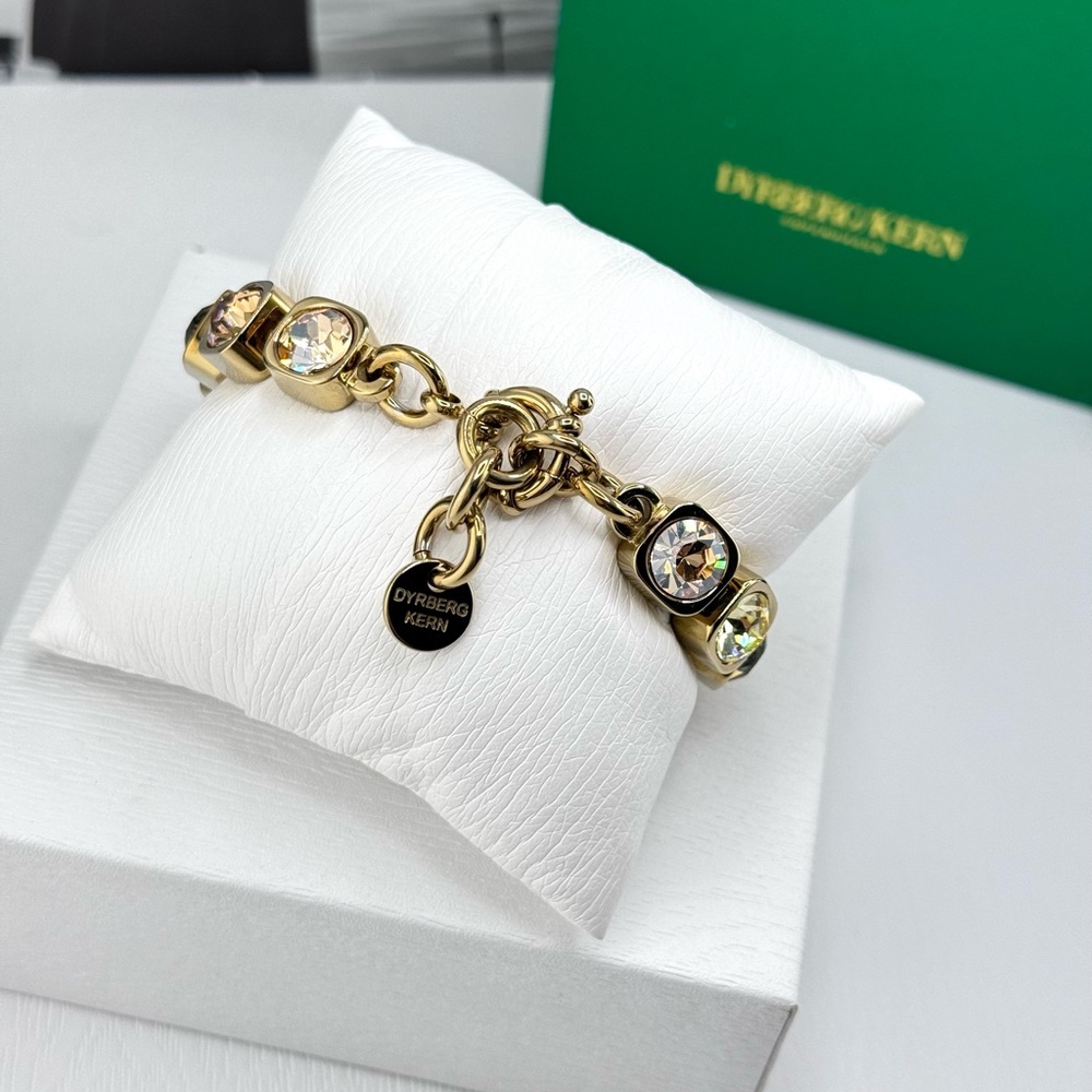 Yellow Gold Tennis Bracelet, Golden Crystal Gold Plated Chunky Yellow - Picture 10 of 10